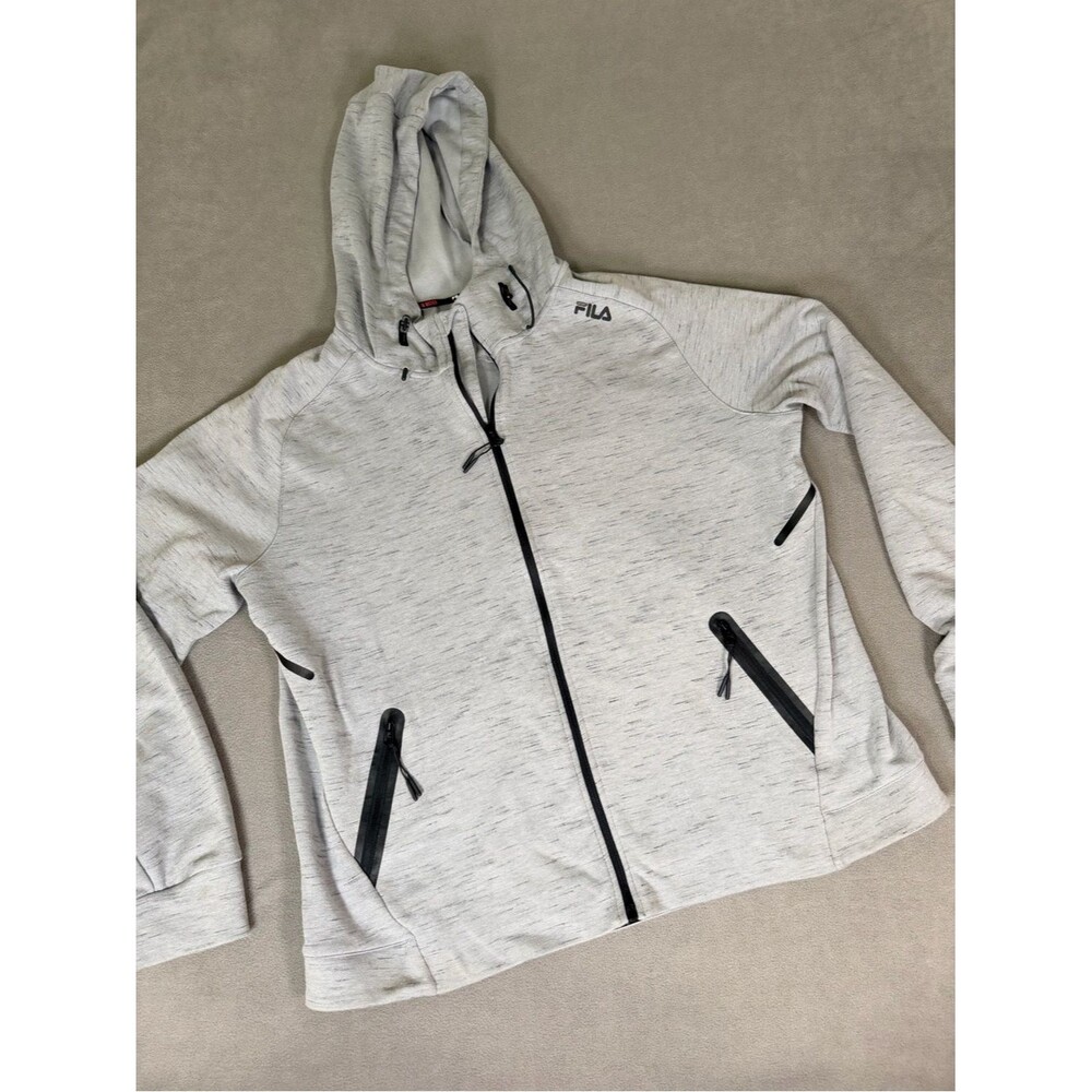Fila Sport Men's Light Gray Full Zip Athletic Hoodie/Jacket-Zip Pockets- XXL